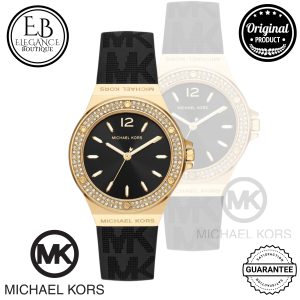 Michael Kors Montre pour femme Lennox, mouvement à trois aiguilles, boîtier en acier inoxydable doré de 37 mm avec bracelet en silicone, MK7281