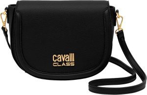 Cavalli Class TORINO Black Medium Croco Saddle Crossbody bag