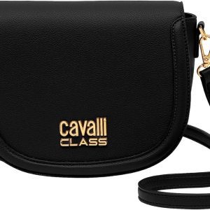 Cavalli Class TORINO Black Medium Croco Saddle Crossbody bag